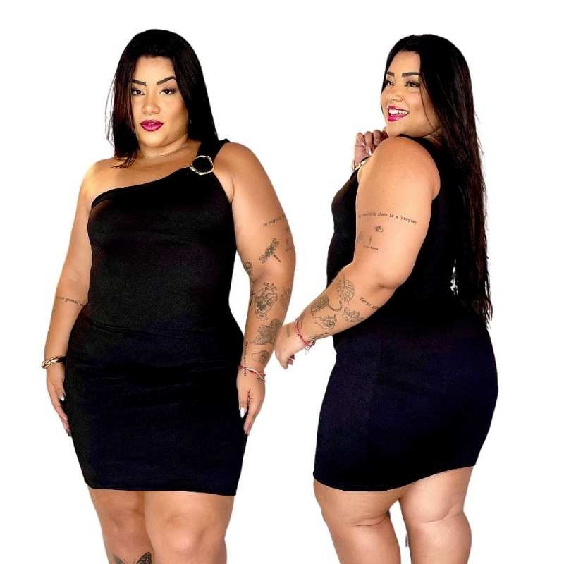 Vestido Feminino PLUS ZISE Nula Manga Malha Crepe Com Fivela Orgânica Sem Bojo em Oferta na Shopee