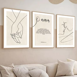 Kit 3 Quadros decorativo coríntios 13 4-7 sobre o amor biblico 40x60 sala quarto cozinha e escritorio decoraçao