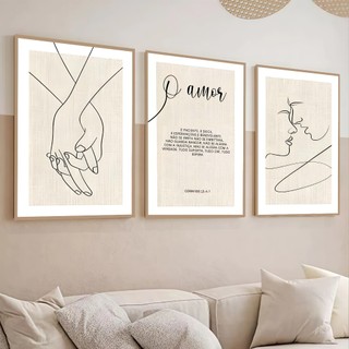 Kit 3 Quadros decorativo coríntios 13 4-7 sobre o amor biblico 40x60 sala quarto cozinha …