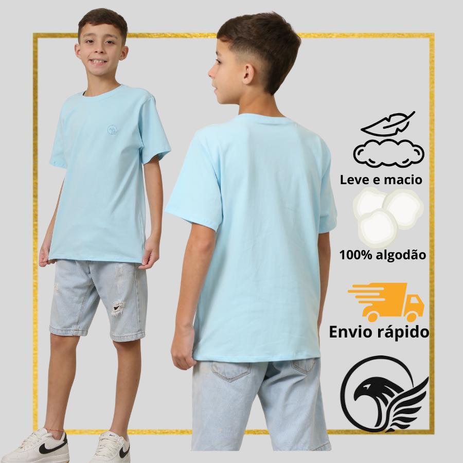 Camiseta Infantil Juvenil Malha Peruana 100% Algodão Premium Com Elastano Slim Estiloso
