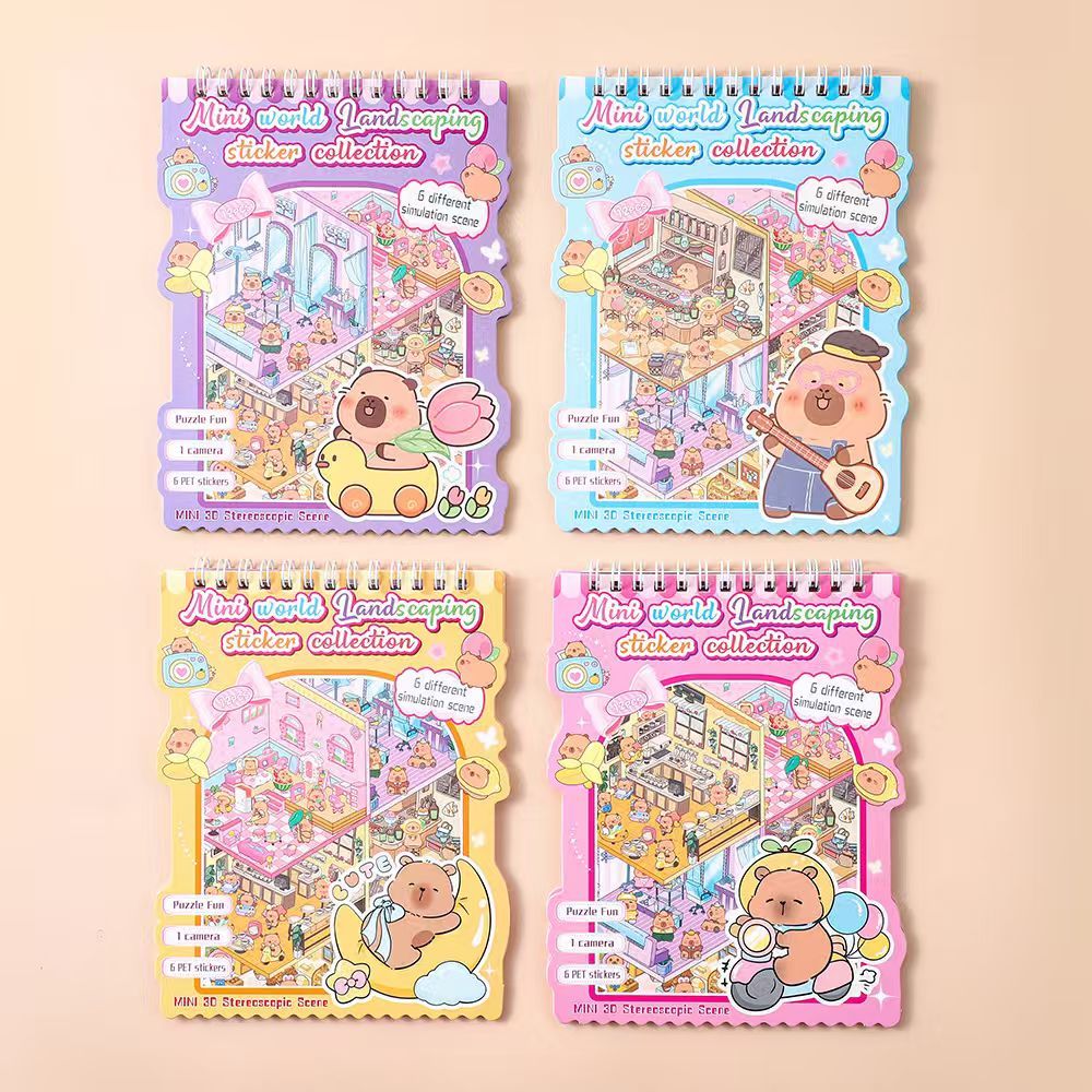 Caderno Adesivos 3d 8 Cenários para montagem + Pinça - livro interativo para Montar e Decorar