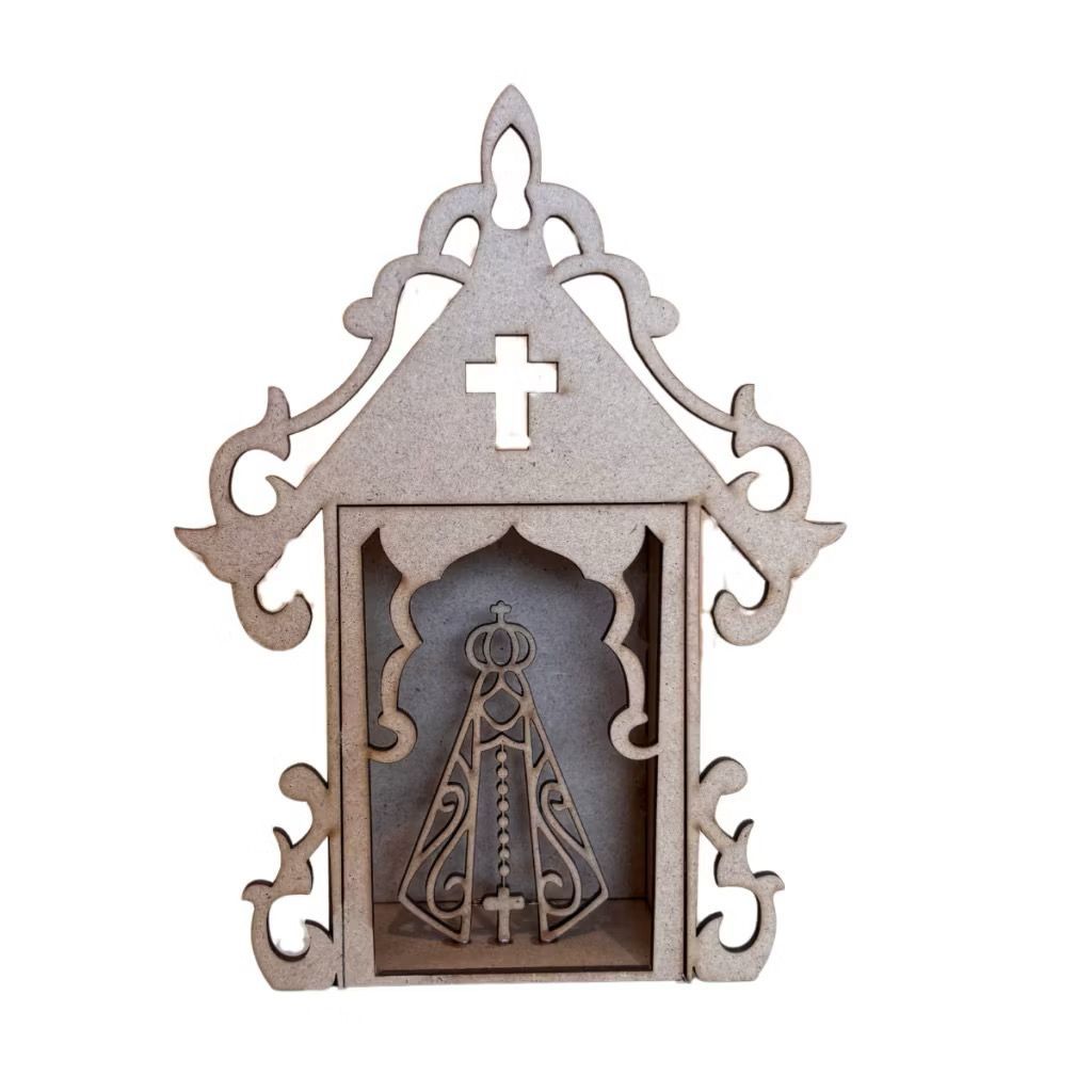 Capelinha Nossa Senhora Aparecida oratório Mdf Cru