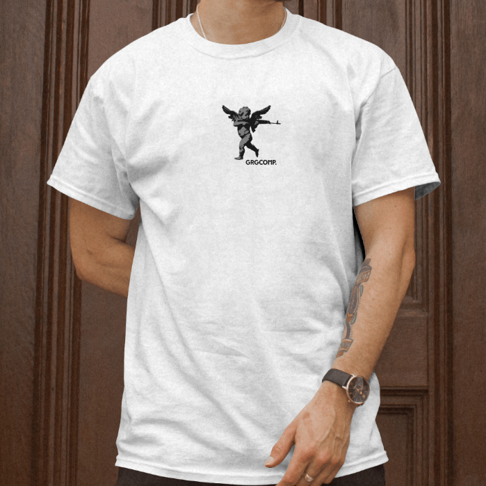 Camiseta Angel Básica Cupido Camiseta Street Estampada 100% Algodão Moda Masculina Malha Reforçada