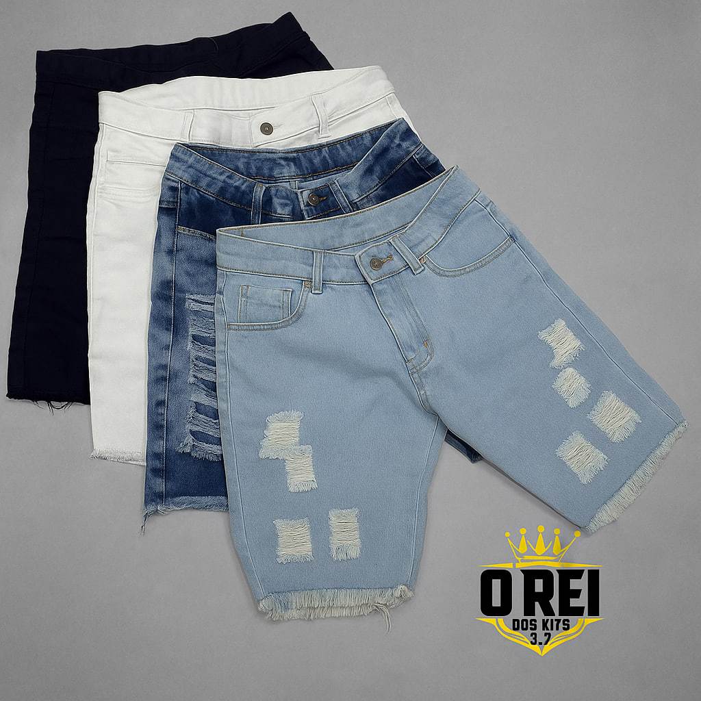 Kit com 4 Bermuda Jeans Desfiada Masculina Moda Jogador Direto da Fabrica + Envio Imediato em Oferta na Shopee
