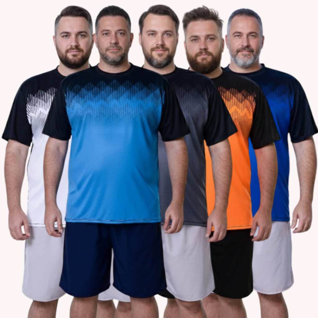 KIT5  Camisetas-Camisas Plus Size-G1-G2-G3 Masculina DRYFIT P/Academ Exercícios-Cicclismo