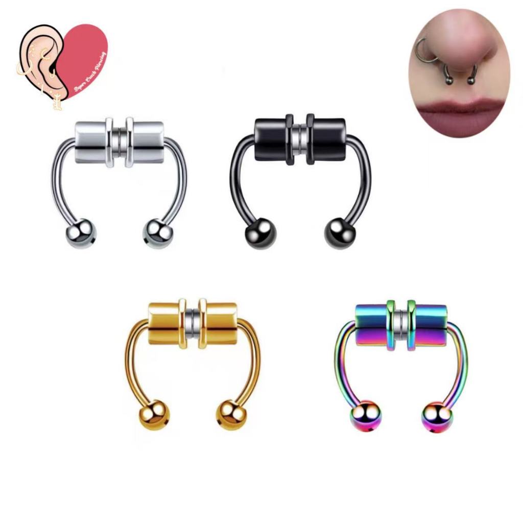 Piercing De Nariz Falso Argola Magnética Em Aço Inoxidável 316L Com Argola Para Nariz / Septo KA715 em Oferta na Shopee