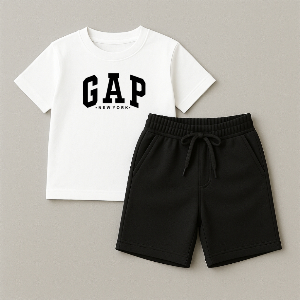 Conjunto Infantil Menino- Moderno e Estiloso em Malha de Algodão – Camiseta + Short Estilo Casual