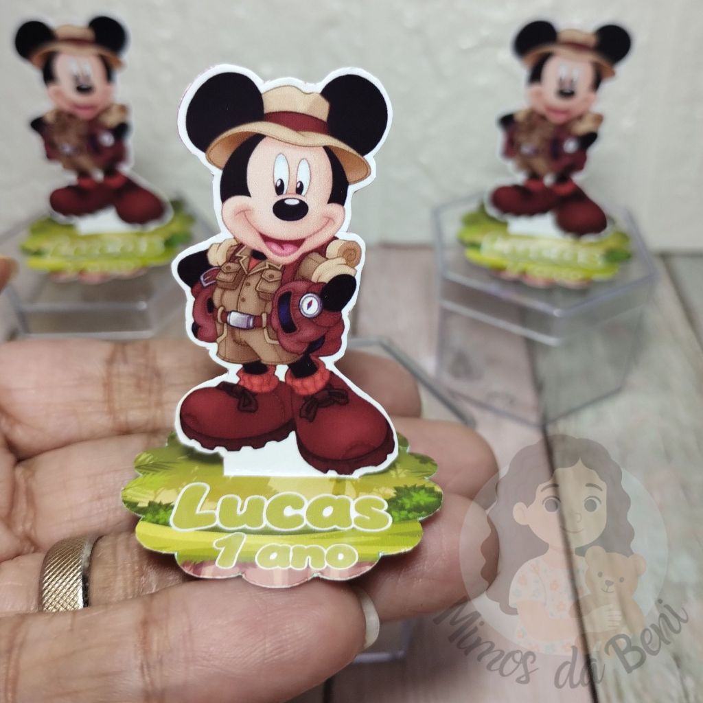 Aplique em Pé 3D MICKEY SAFARI Personalizados Lembrancinha Festa Infantil Kit 10 a 50 unidades
