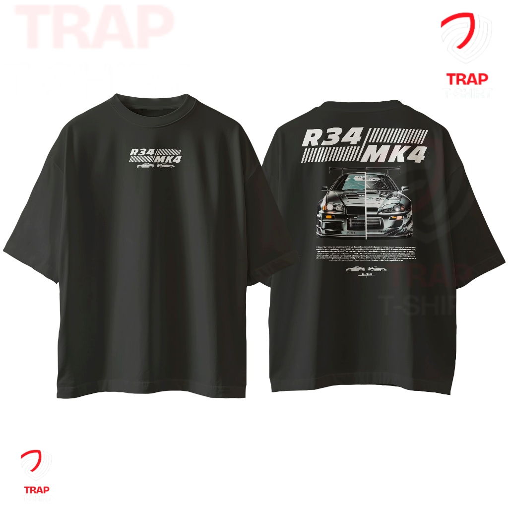 Camiseta Algodão Nissan GT-R R34 e Toyota Supra MK4 - Básica Premium ou Oversized