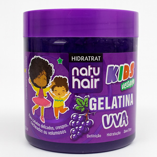 Gelatina Kids Uva Vegana NATUHAIR 500g - Super Modeladora Antifrizz Definição Cachos Ondulados em Oferta na Shopee