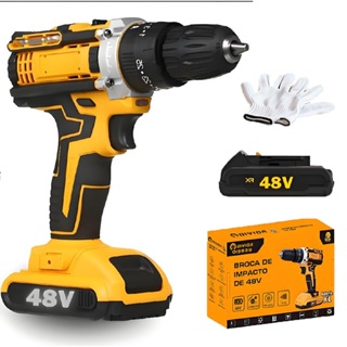 Parafusadeira Furadeira de Impacto a Bateria Recarregável Sem Fio 48v 1 Baterias Com Maleta Completo em Oferta na Shopee