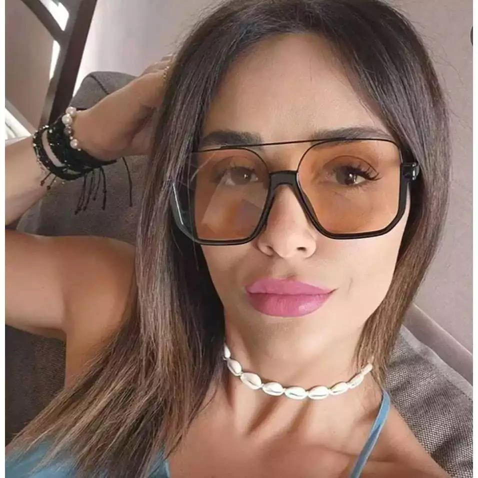 Double Beam Grande Quadro Anti Blue-Ray Retro Óculos Square Sunglasses para Mulheres Street Shot Sunglasses em Oferta na Shopee