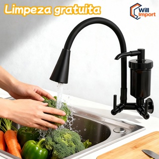 Torneira Filtro Parede Gourmet Flexível Cozinha Preta All Black em Oferta na Shopee
