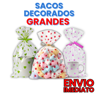 50 Saquinhos Celofane Plásticos Transparentes Decorados 15x22cm 15x30 20x30 Para Lembrancinha Festa em Oferta na Shopee
