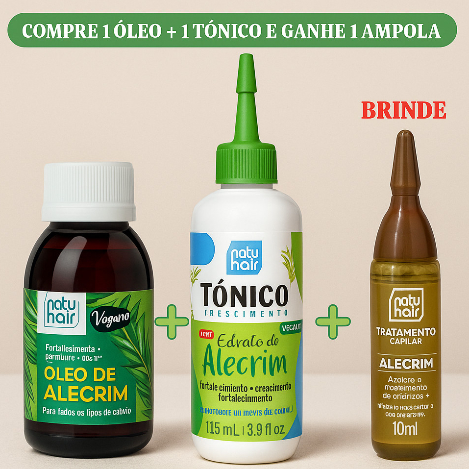 KIT ALECRIM NATUHAIR - Óleo 60ml + Tônico 115ml + Brinde Ampola de Alecrim 10 ml Tratamento Capilar em Oferta na Shopee