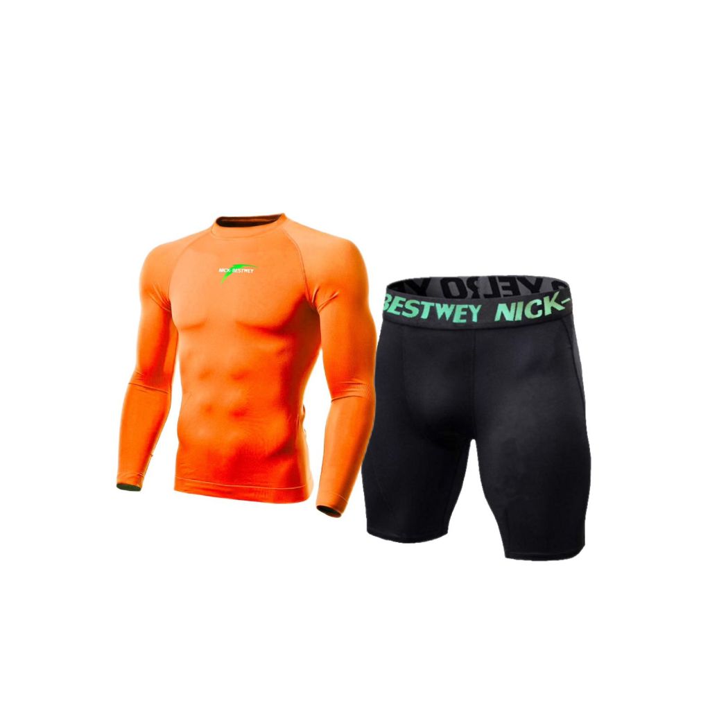 Conjunto de Compressão Masculino para Academia – Camiseta + Short com Proteção Solar