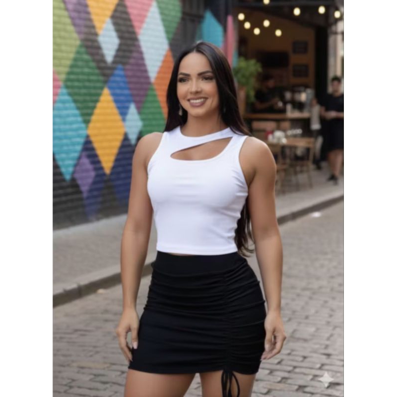 Cropped Blusinha Regata Tendência Moda Blogueira Feminina 2025