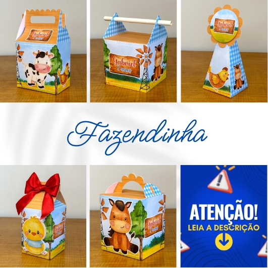 PEGUE E MONTE - Kit Festa Fazendinha - Personalizados Lembrancinhas Caixinhas Mesversário