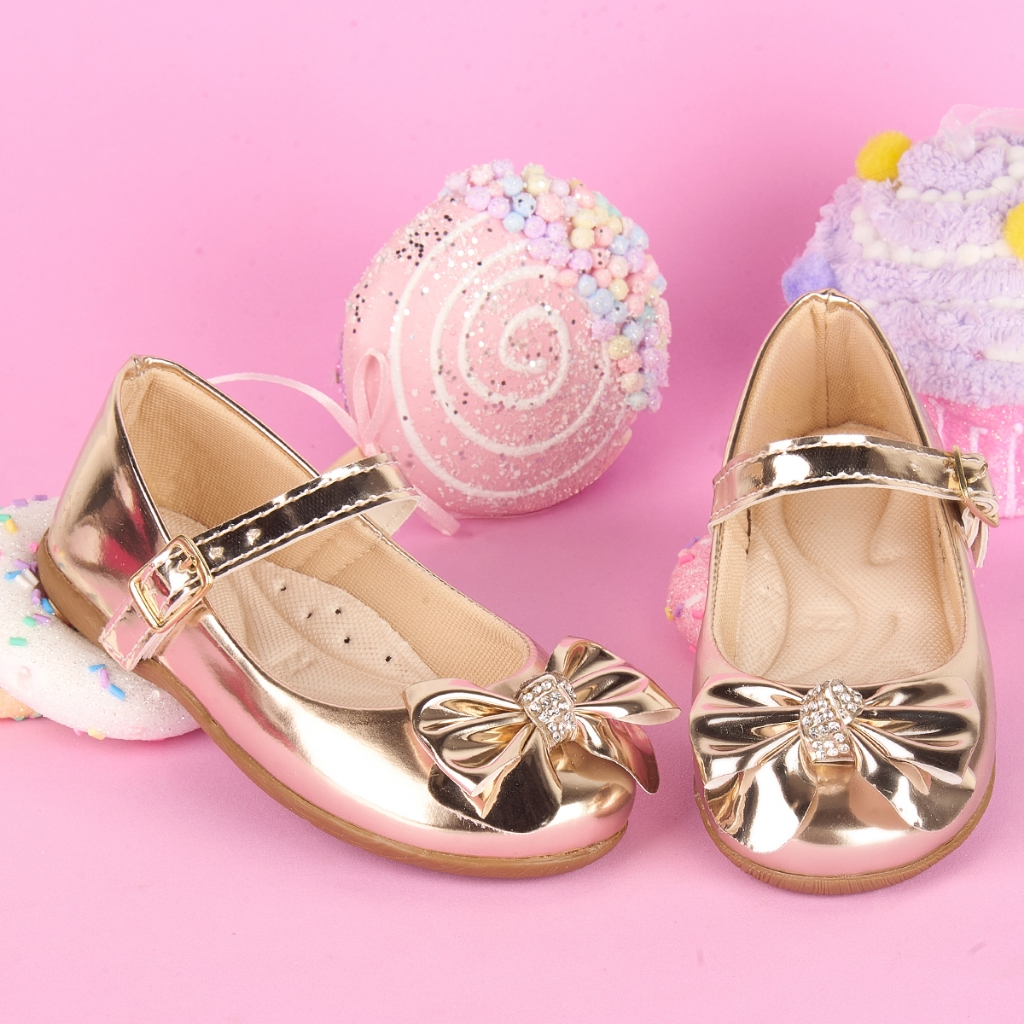 Sapatilha Infantil Feminina Menina Laço e Strass Verniz Elegante Estilosa Confortável Fest...