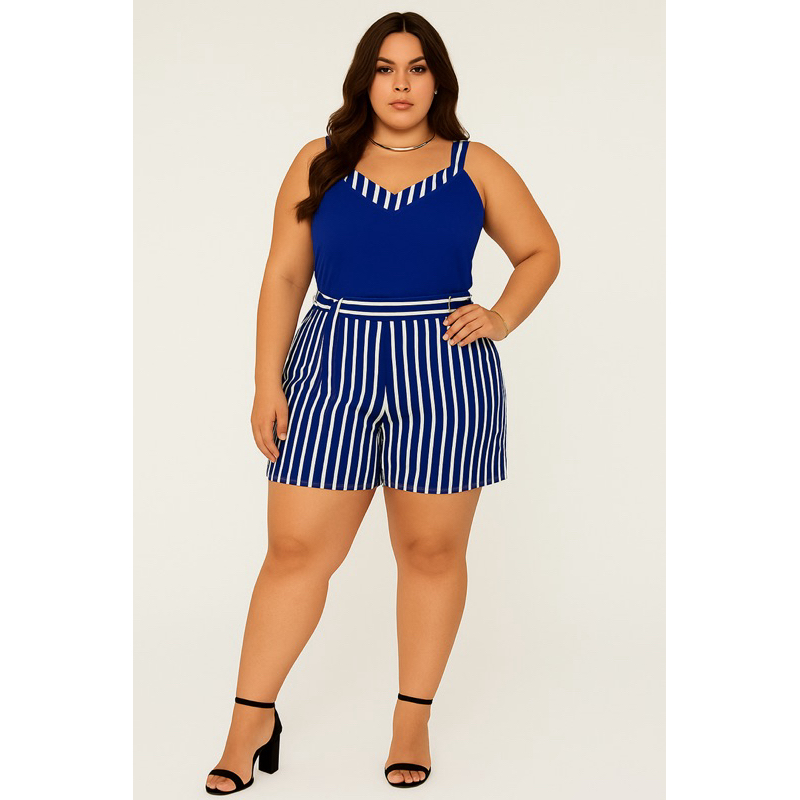 Conjunto Plus Size G1, G2 e G3 shorts e blusa alça grossa tecido duna super confortável e soltinho para o dia a dia