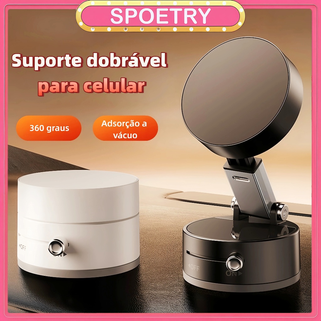 360°Suporte dobrável para celular Suporte magnético de adsorção de carro Envio rápido