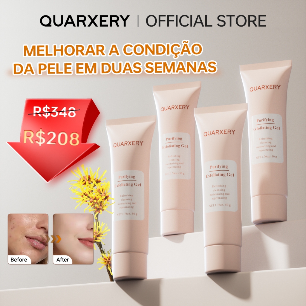 [Quarxery Kit de Esfoliação Purificante] Esfoliante Facial e Corporal Clareador 50g*4