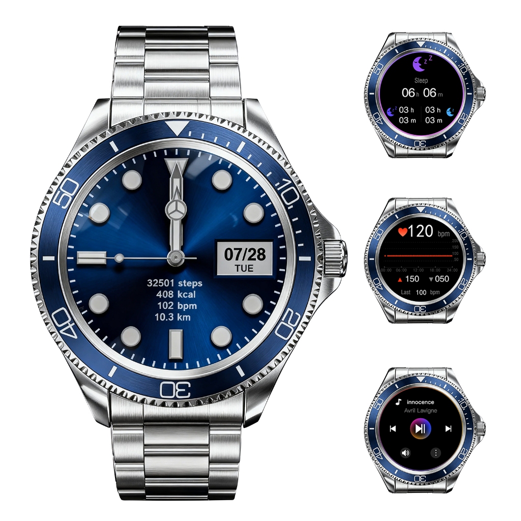 Smartwatch Relógio 1.28'' Tela Completa-Bluetooth com Chamadas, Monitor de Saúde ,+100 Modos Esportivos IP67