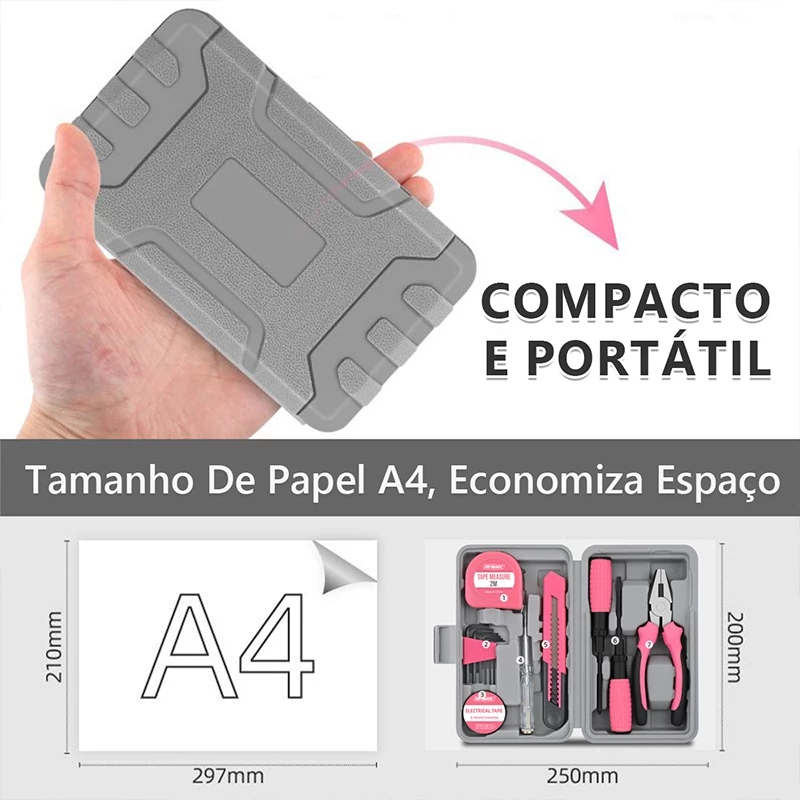 Kit de Ferramentas Rosa para Reparos Domésticos — foto 4