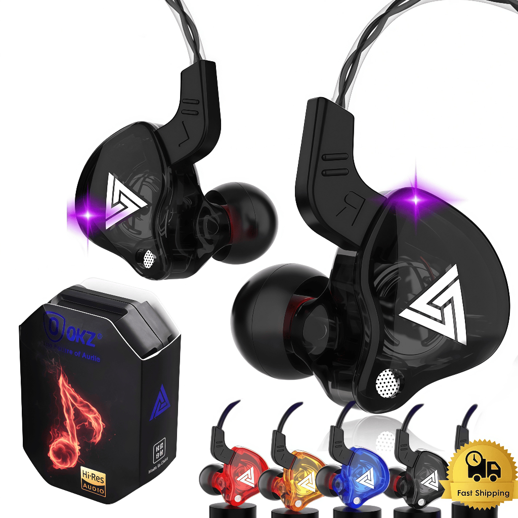 Fone De Ouvido Com Fio Com Microfone Cobre Driver Fone De Ouvido Esportivo Baixo Estéreo QKZ AK6