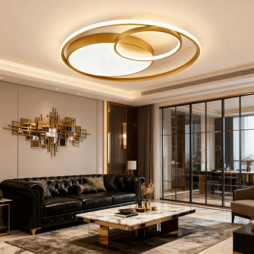 Luminária de LED de Sobrepor Circular Bivolt 3 Cores Com Luz Central Dupla Lustre de teto