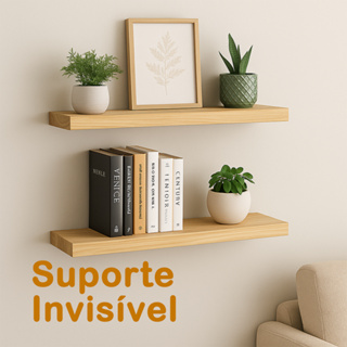 kit 2 Prateleiras Para Quarto 60x15cm Suporte Invisível Pinus Madeira Maciça em Oferta na Shopee