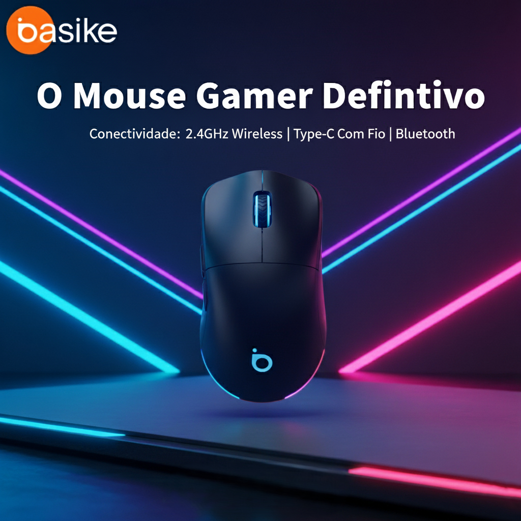 Basike Mouse Gamer Sem Fio RGB 3 Modos 2.4GHz + Bluetooth 5.1 12000DPI Recarregável Ergonômico com Luz LED em Oferta na Shopee
