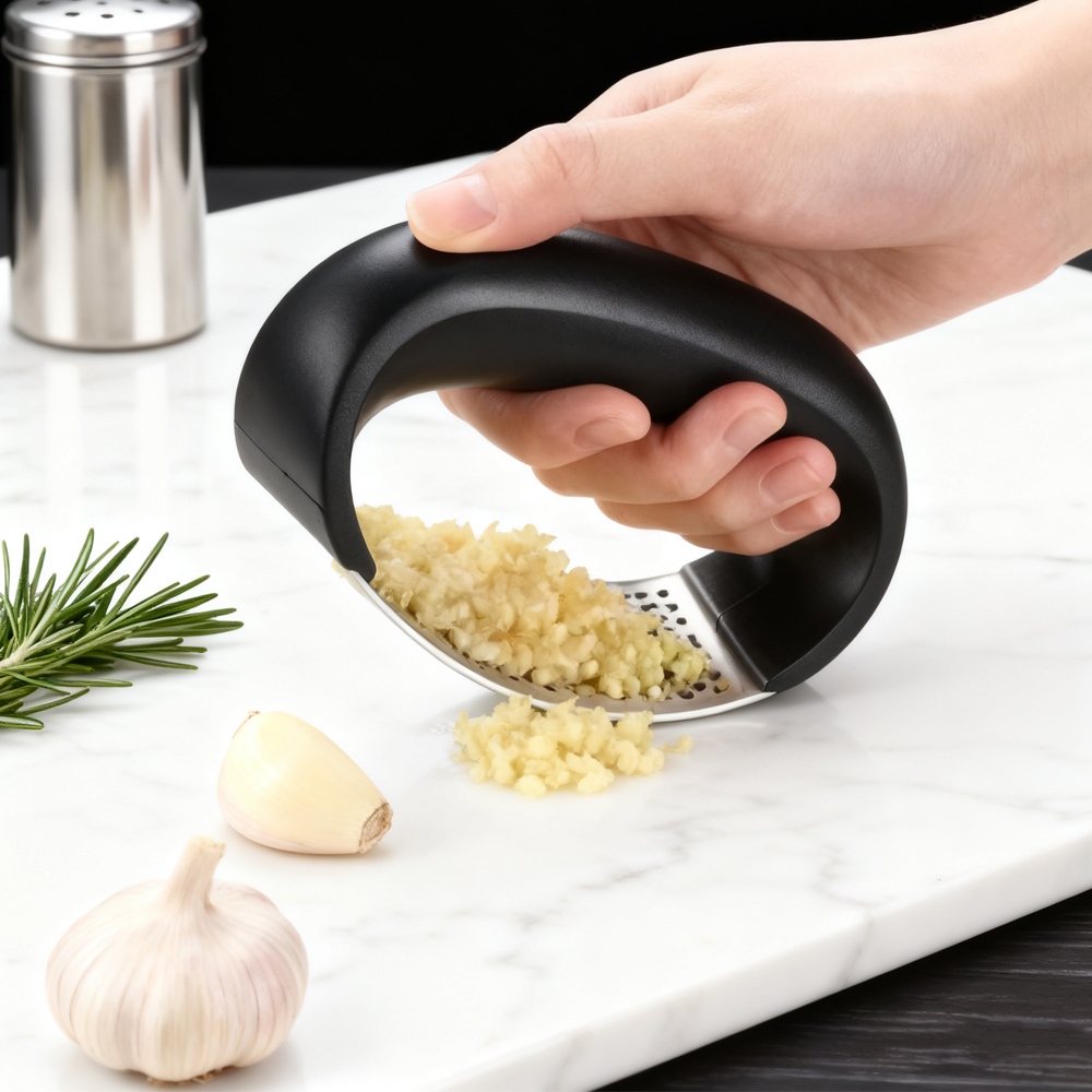 Kit Espremedor Triturador de Alho Manual Aço Inox (1/2/3 Peças) – Design de Pressão Eficiente para Cozinha Doméstica e C