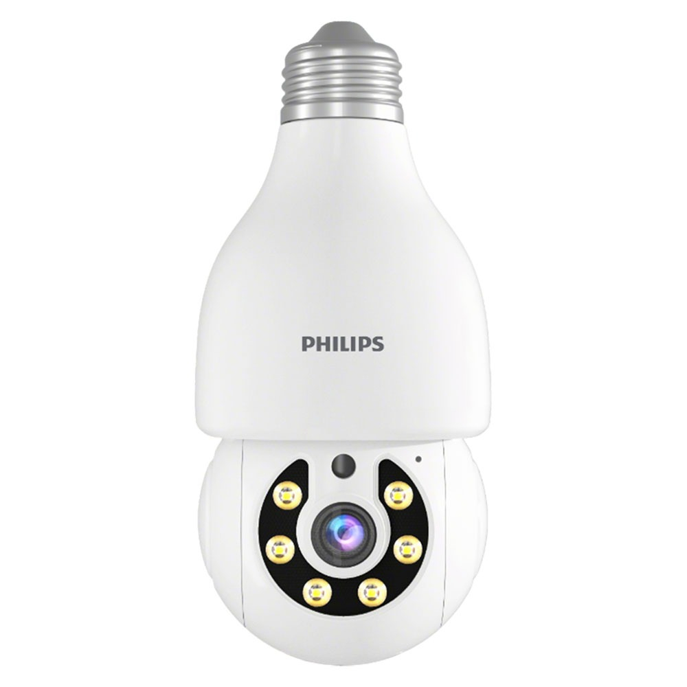 Philips  Câmera de Segurança Sem Fio Wifi 5G Lâmpada PTZ 360° À Prova d’Água Full HD Visão Noturna Colorida E27