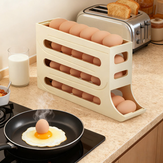 Organizador Porta Ovos Suporte 2 Andares Rolante Para 15 Ovos Dispenser Armazena e organizador de Geladeira em Oferta na Shopee