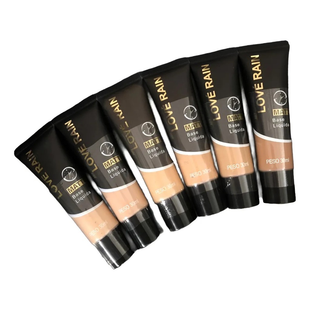 Base Líquida Matte Love Rain - Cobertura Alta e 6 Tons LR803 em Oferta na Shopee