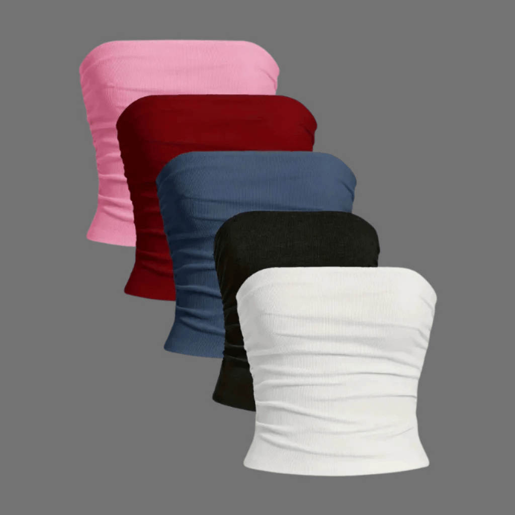 Kit 5 Tomara que caia Tubinho Básico Tube Cropped em Oferta na Shopee