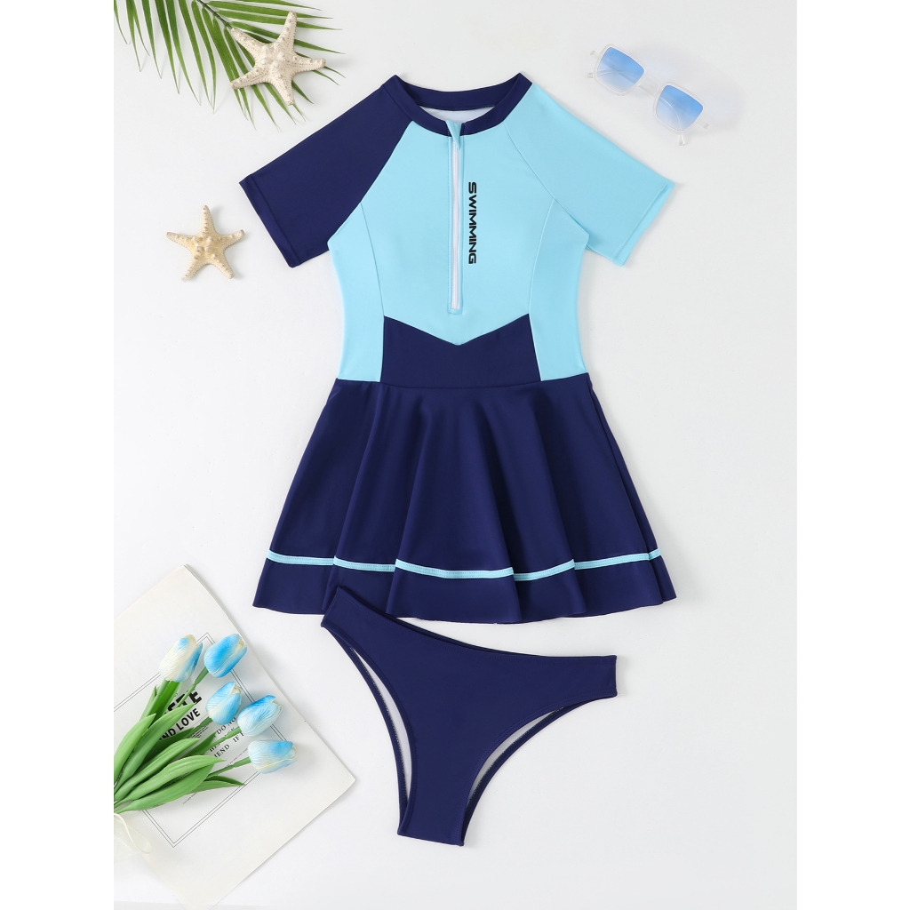 RWX VEST Conjunto Feminino Juvenil de Praia com Saia e Zíper Frontal – Estilo e Conforto para o Verão 2025 J3621