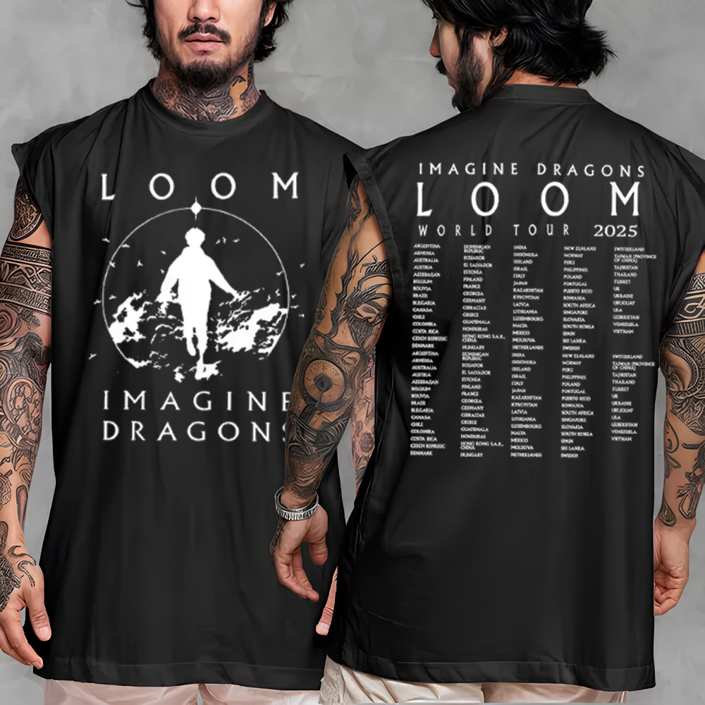 Regata Machao Masculina Long Line Alongada Imagine Dragons World Tour Loom Capa Show Brasil