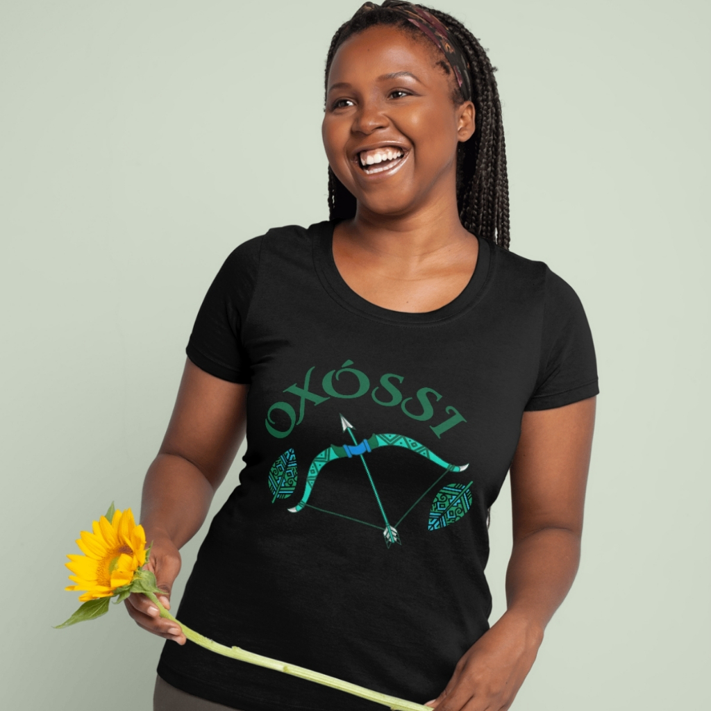 Camiseta Oxóssi Arco e Flecha Ofá Religião Afro Orixá Umbanda Candomblé 100%Algodão Axé Fé Unissex