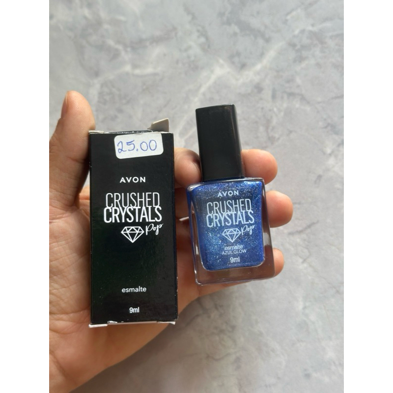 Esmalte Avon Crushed Crystals Pop cor azul Glow 9ml