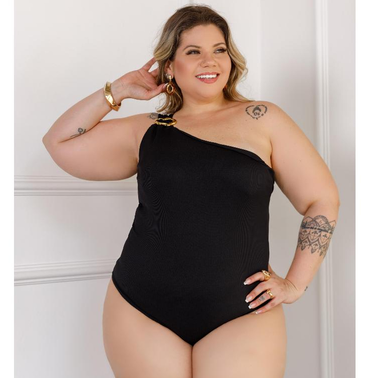Body Mula Manca com Fivela Elegante Plus Size Ribaninha