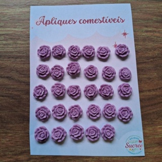 Apliques e confeito açúcar, Apliques pasta americana sprinkles flor  ROSA LILÁS 1CM em Oferta na Shopee