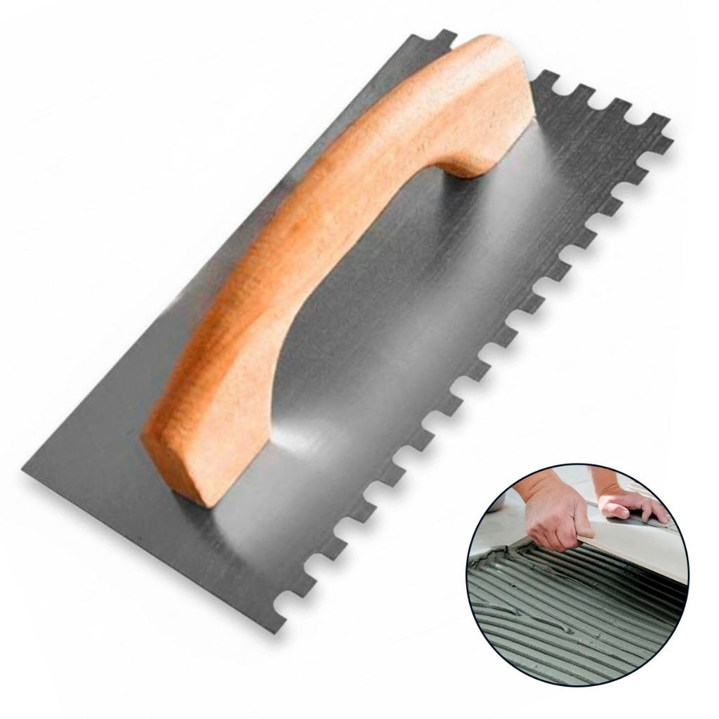 Desempenadeira Dentada De Aço 12x25 Multiuso Cabo De Madeira Oz em Oferta na Shopee