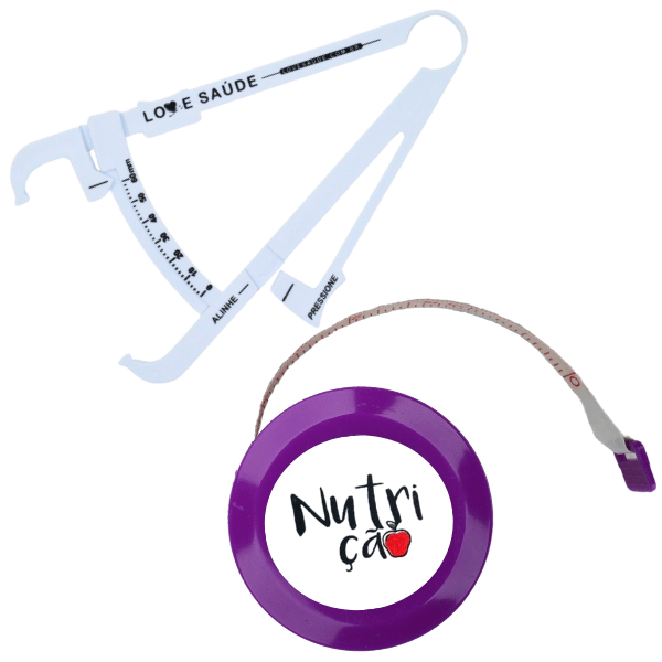 Kit Avaliacao Fisica Medir Gordura Corporal Fita Metrica Imc Adipometro Nutrição