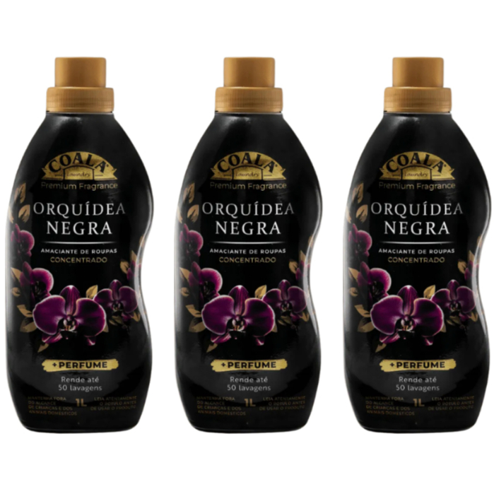 Kit 3 Unidades de 1L Amaciante Concentrado Coala Laundry Orquídea Negra - Lavanderia Perfumada