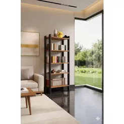 QUEIMA DE ESTOQUE - Estante Com 5 Prateleiras Industrial Madeira Laminada Moderno Preto