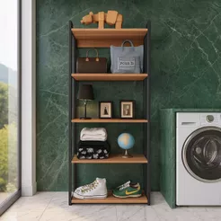 Estante Multiuso Industrial Estilo Vintage com 5 Prateleiras – Ideal para Lavanderia
