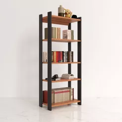 Estante Livreiro Industrial Estilo Vintage com 5 Prateleiras Multiuso