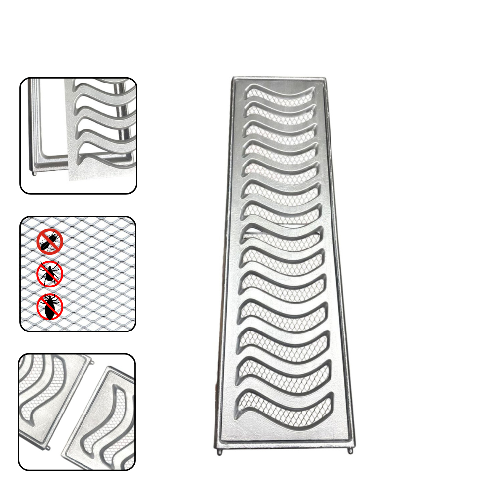 Ralo Grelha Linear Elite 15x100cm Reforçado Anti Insetos Com Aro De Fixação(2 Peças 15x50cm)